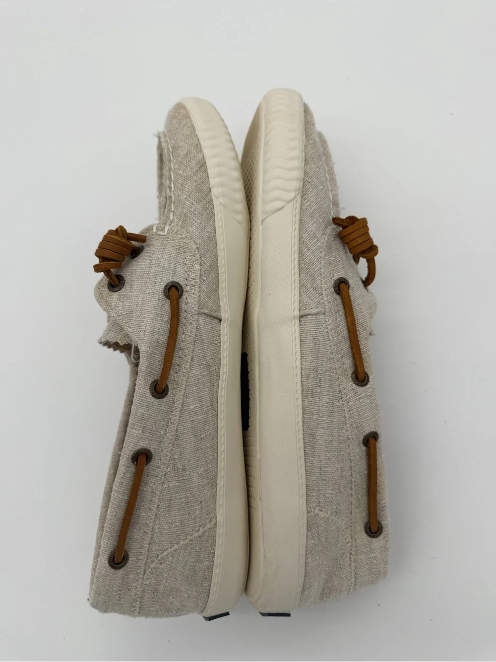 Sperry Casual Linen-Textured Boat Shoes in Light Beige Women’s size 10
